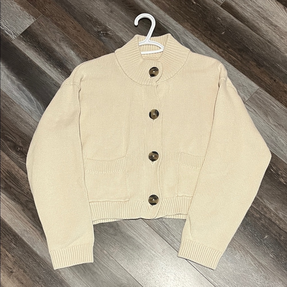 Part Two Cream Button-Up Cardigan